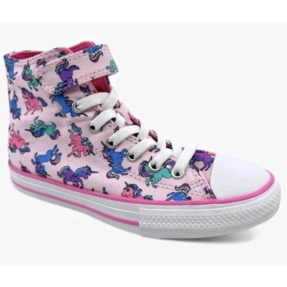 Converse CTAS 1V Hi‎ Pink University Blue Kids Girls Athletic Sneaker Unicorn Y3